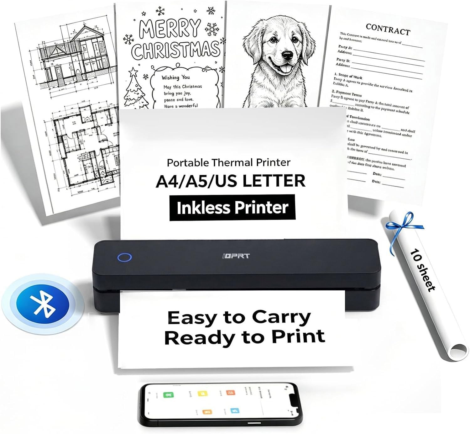 iDPRT MT610 Portable Thermal Printer, Inkless Mobile-Travel-Printers | Wirele...