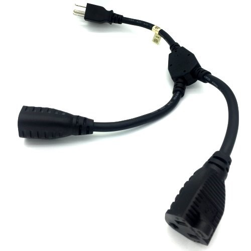 14" Power Splitter Cord Extension Cable NEMA5-15P/NEMA5-15R x2 14 AWG Heavy Duty