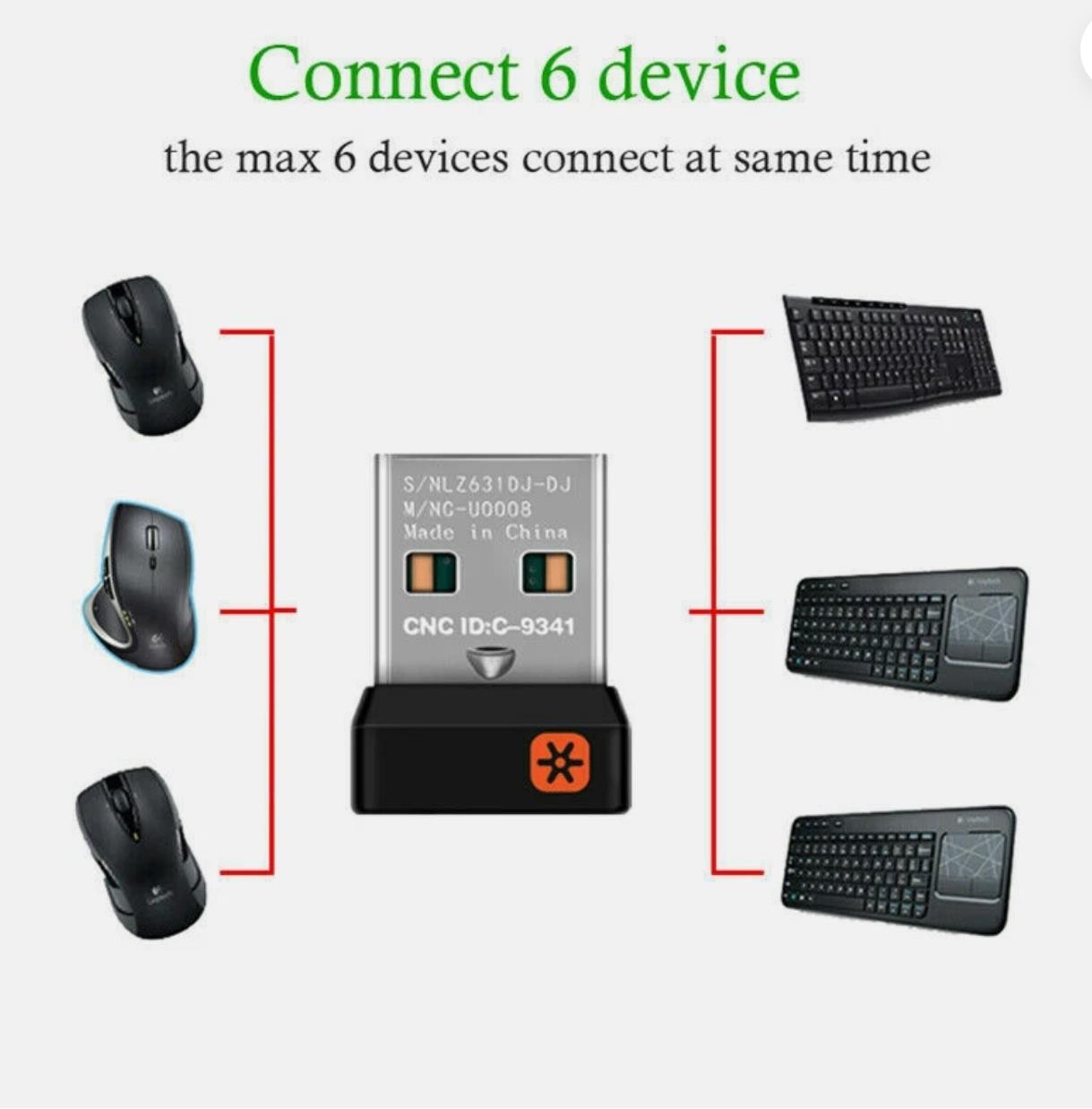 Wireless .USB Unifying Receiver Dongle For Logitech K350 K340 N305 K800 General