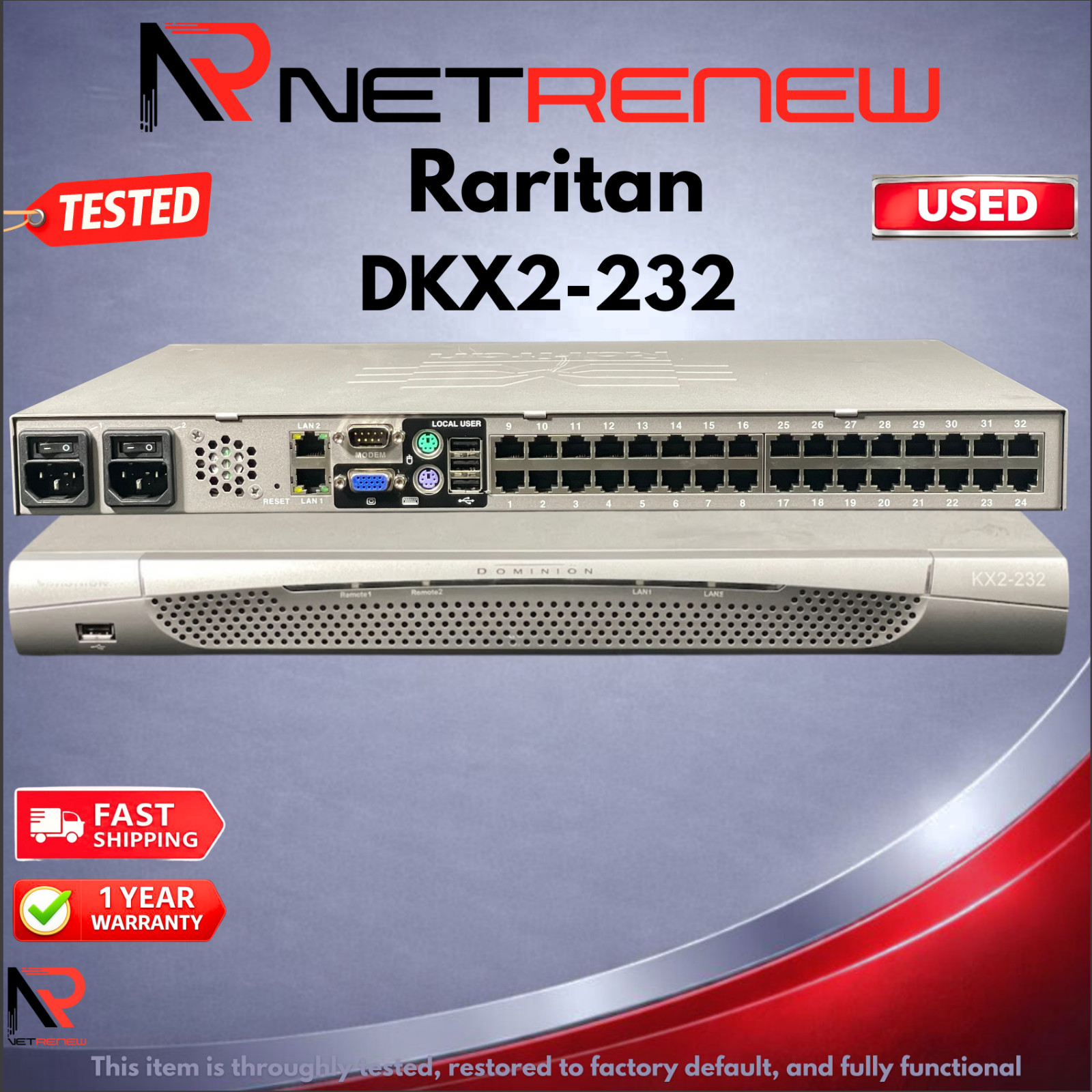 Raritan Dominion KX II DKX2-232 32-Port KVM Over IP Switch