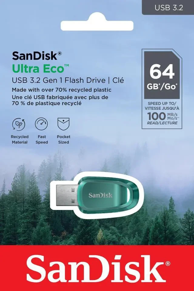 SanDisk Ultra Eco 64GB/128GB/256GB USB 3.2 Flash Drive speed up to 100MB/s-UK