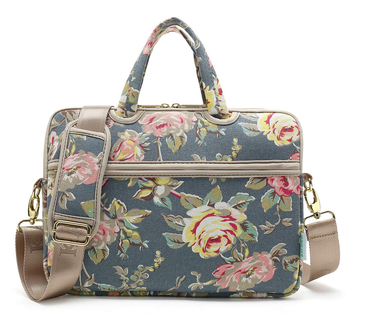 Blue Water Hyacinth Pattern Water Resistant Laptop Shoulder Bag 12/13 Inch
