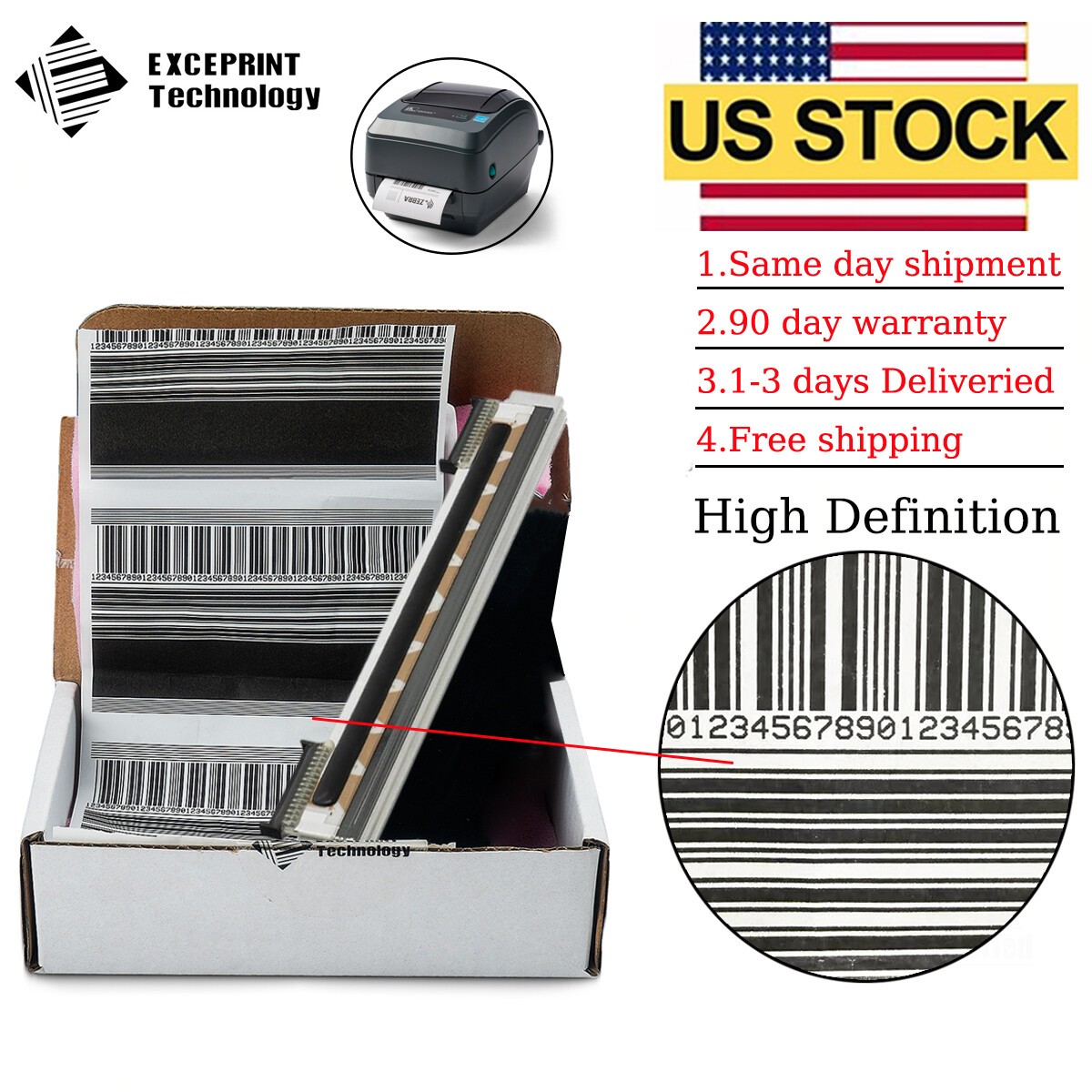 3pcs Printhead for Zebra GX430T ZD500 Thermal Printer 300dpi 105934-039 US STOCK
