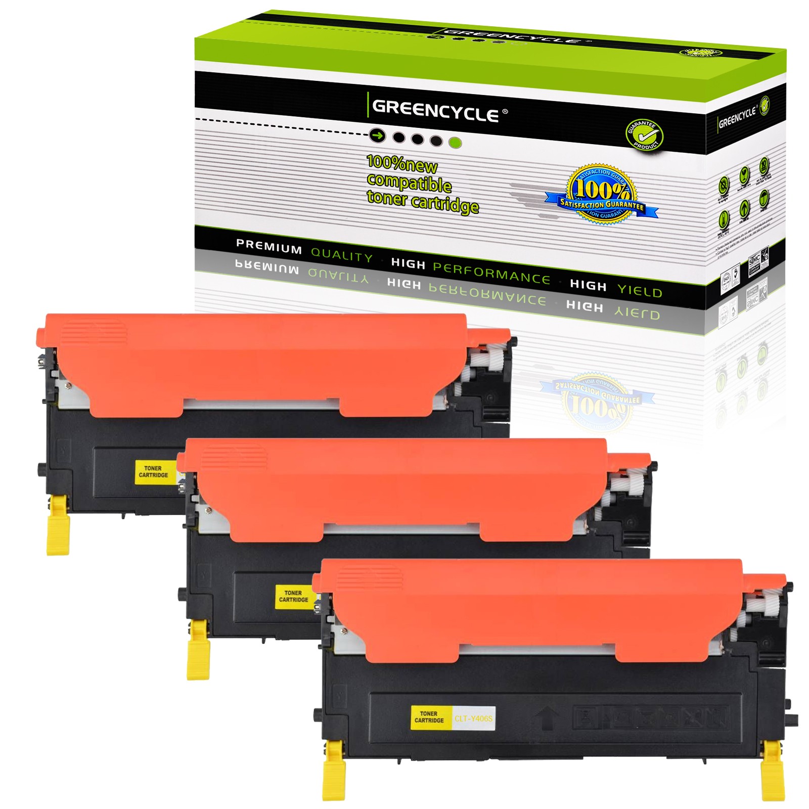 3PK Toner Fits for Samsung CLT-Y406S CLT-406S SL-C410 C412W C413w C460W/FW C463W