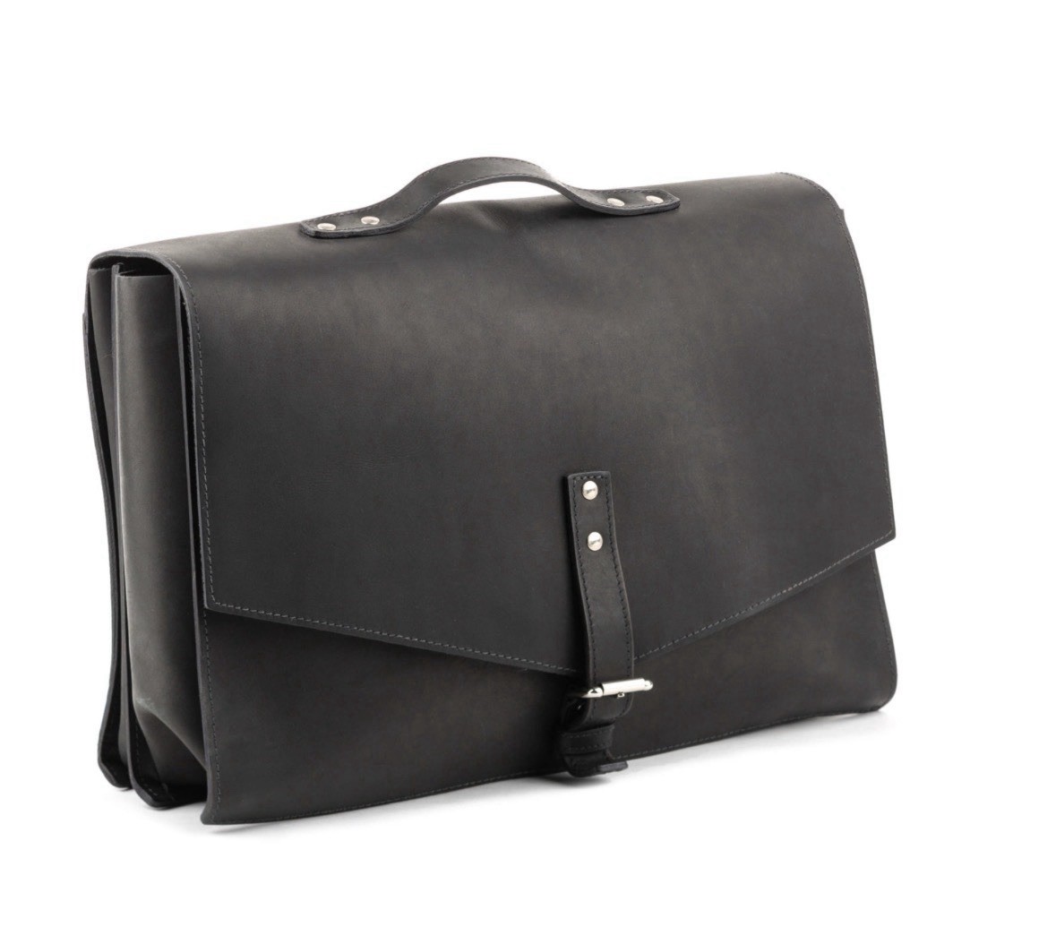 Slate Collection Black Leather Laptop Tote