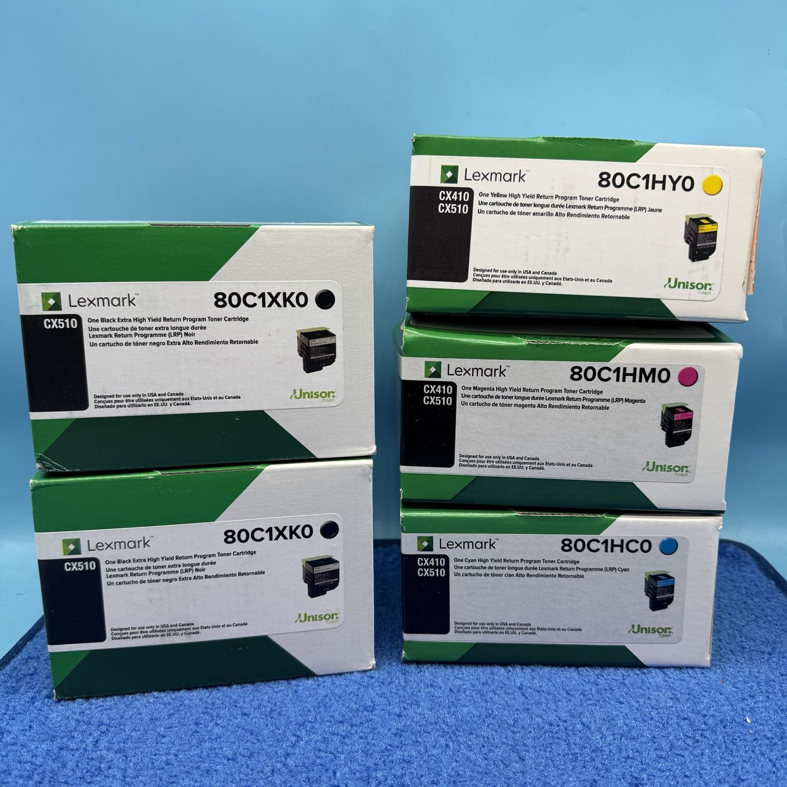 Genuine Lexmark High Yield Cyan, Yellow, Black, Magenta Toner Cartridge 80C1XK0