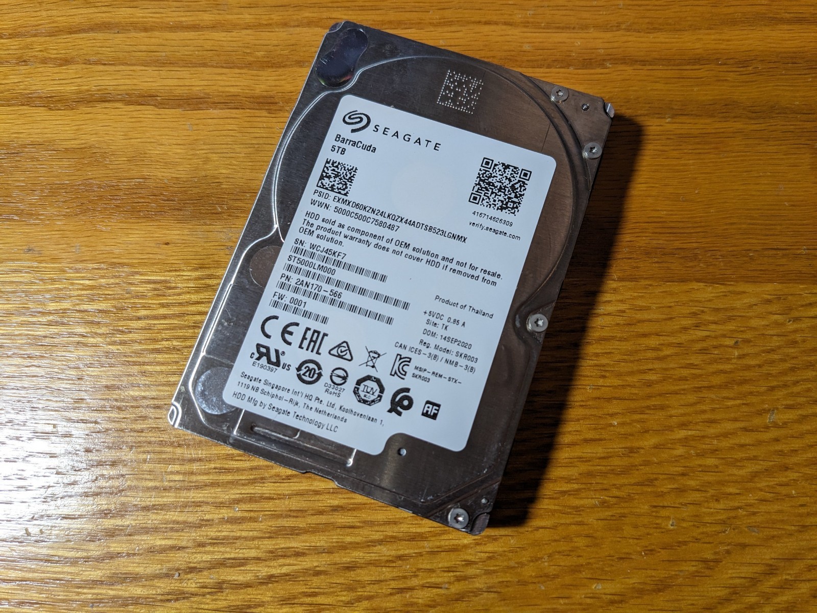 Seagate 5TB Barracuda 5.4K SATA 2.5" SFF Hard Drive HDD ST5000LM000 100% Health