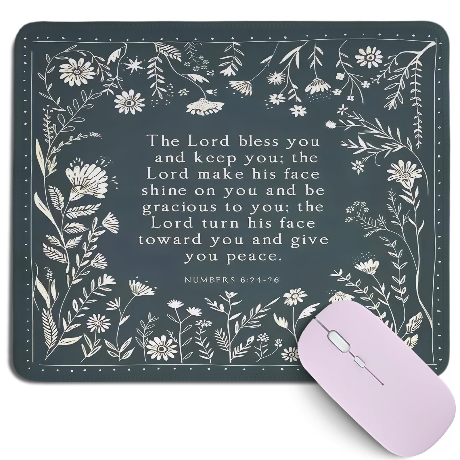 Christian Bible Verse Mouse Pad,Jesus Religious Mouse Pads,Cyan Blue Flowers ...