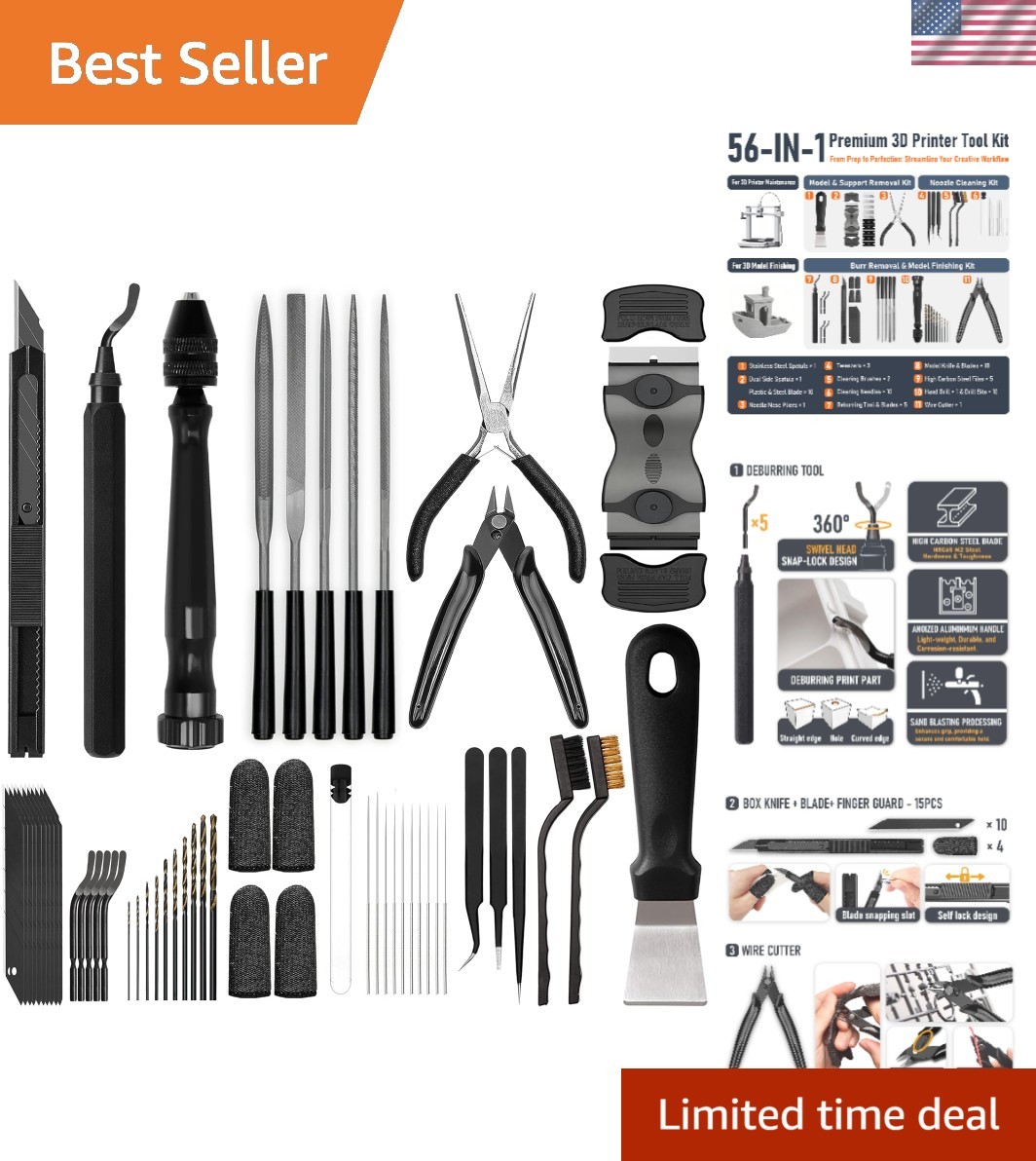3D Printer Tools Kit, Quality 3D Printing Tool Kit for Model Finishing/Deburr...