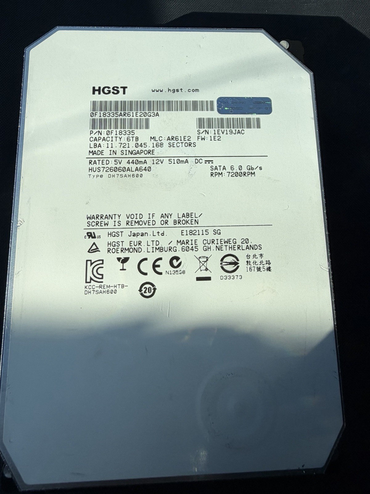 HGST 0F18335 6TB, Internal 7200 RPM. 3.5-inch (HUS726060ALA640) Enterprise Hard