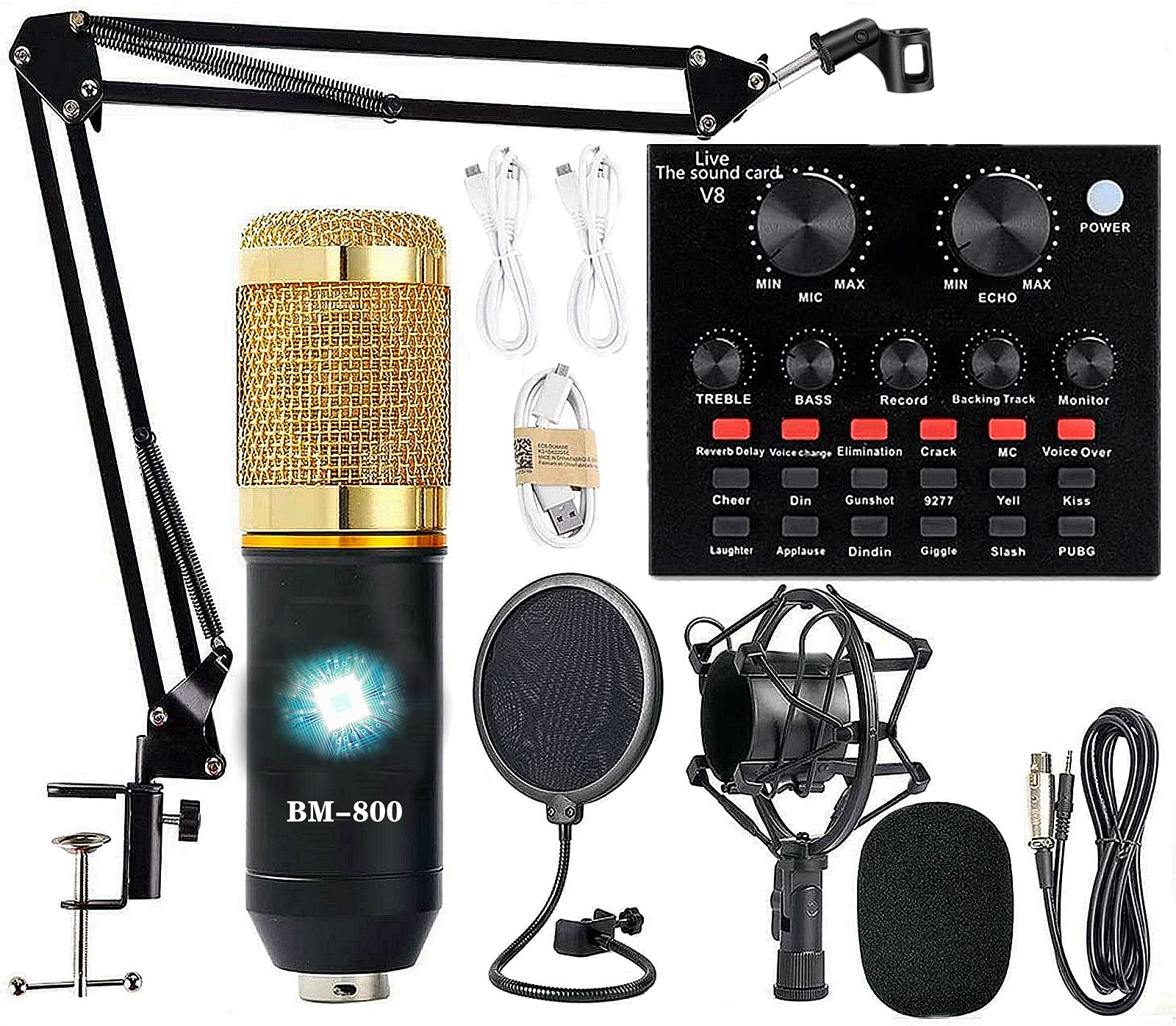 Sktome AM100-V8 Podcast Equipment Bundle BM-800 Microphone Voice Changer Audio