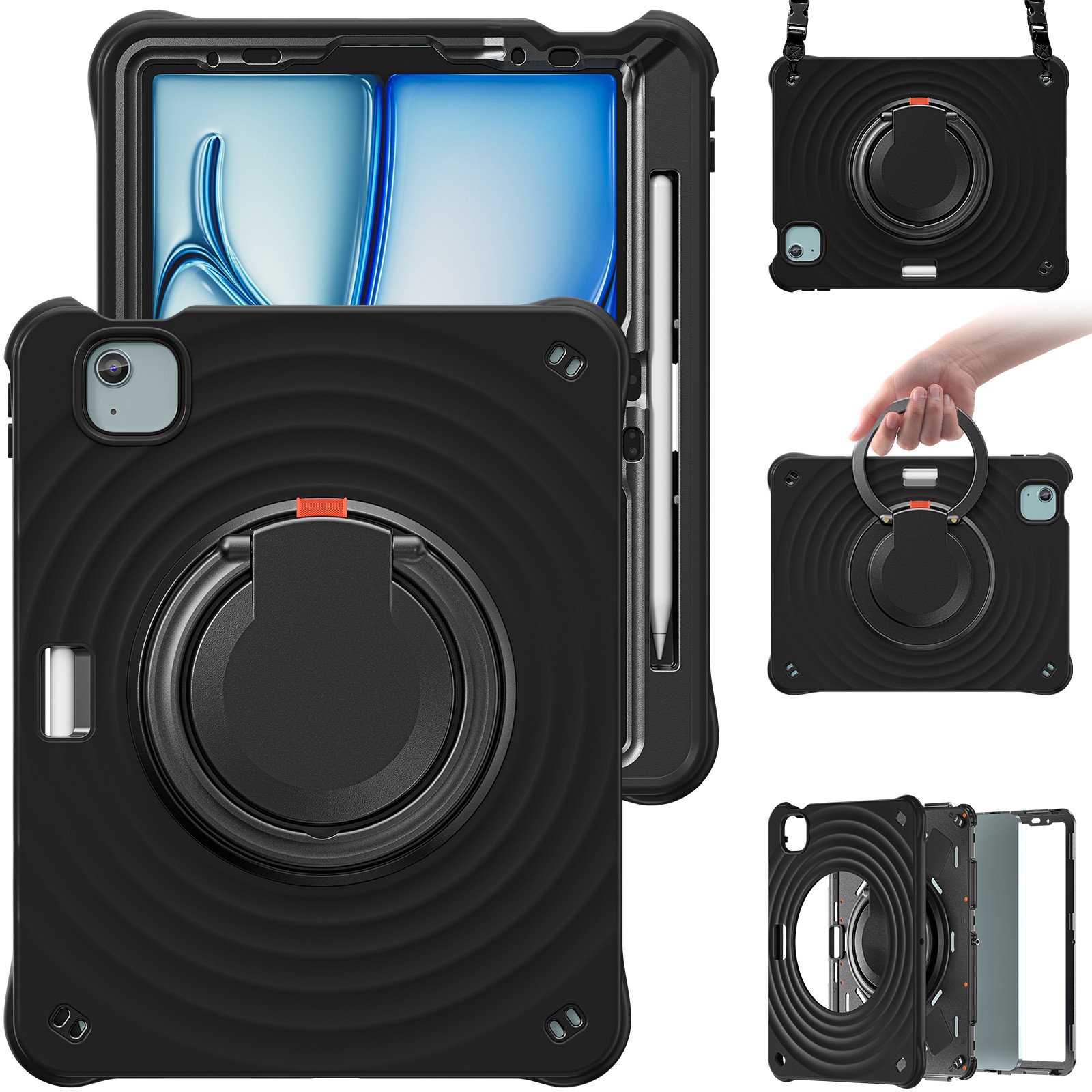 Ripple Shockproof 360° Rotation Handle Stand Case for iPad Air 11 Inch M2/M3/M4