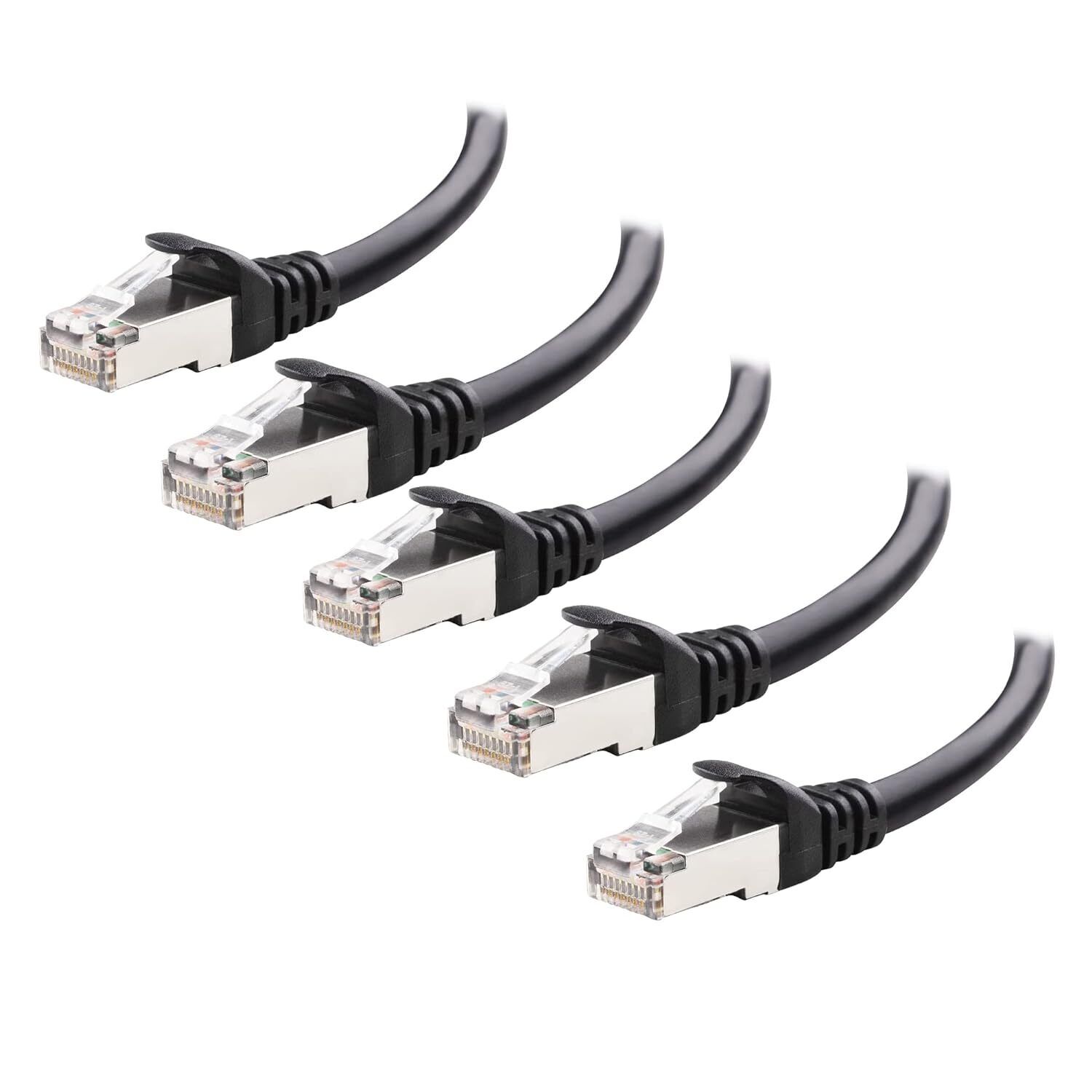 Cable Matters 10Gbps 5-Pack Snagless Short Shielded Cat6A Ethernet Cable 3 ft
