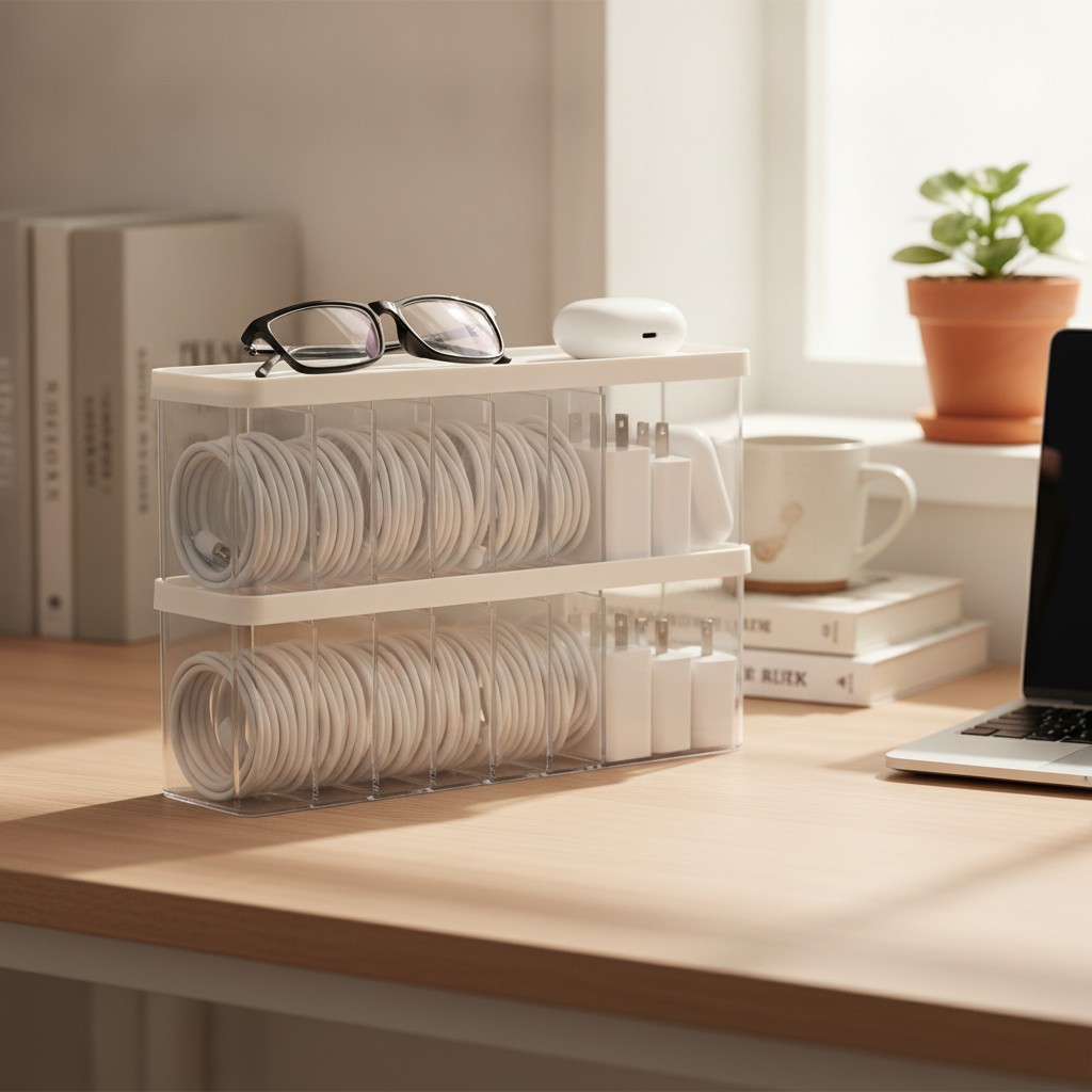 Charger Cable Cord Storage Organizer Box - Easy Storage Without Cable Ties | ...