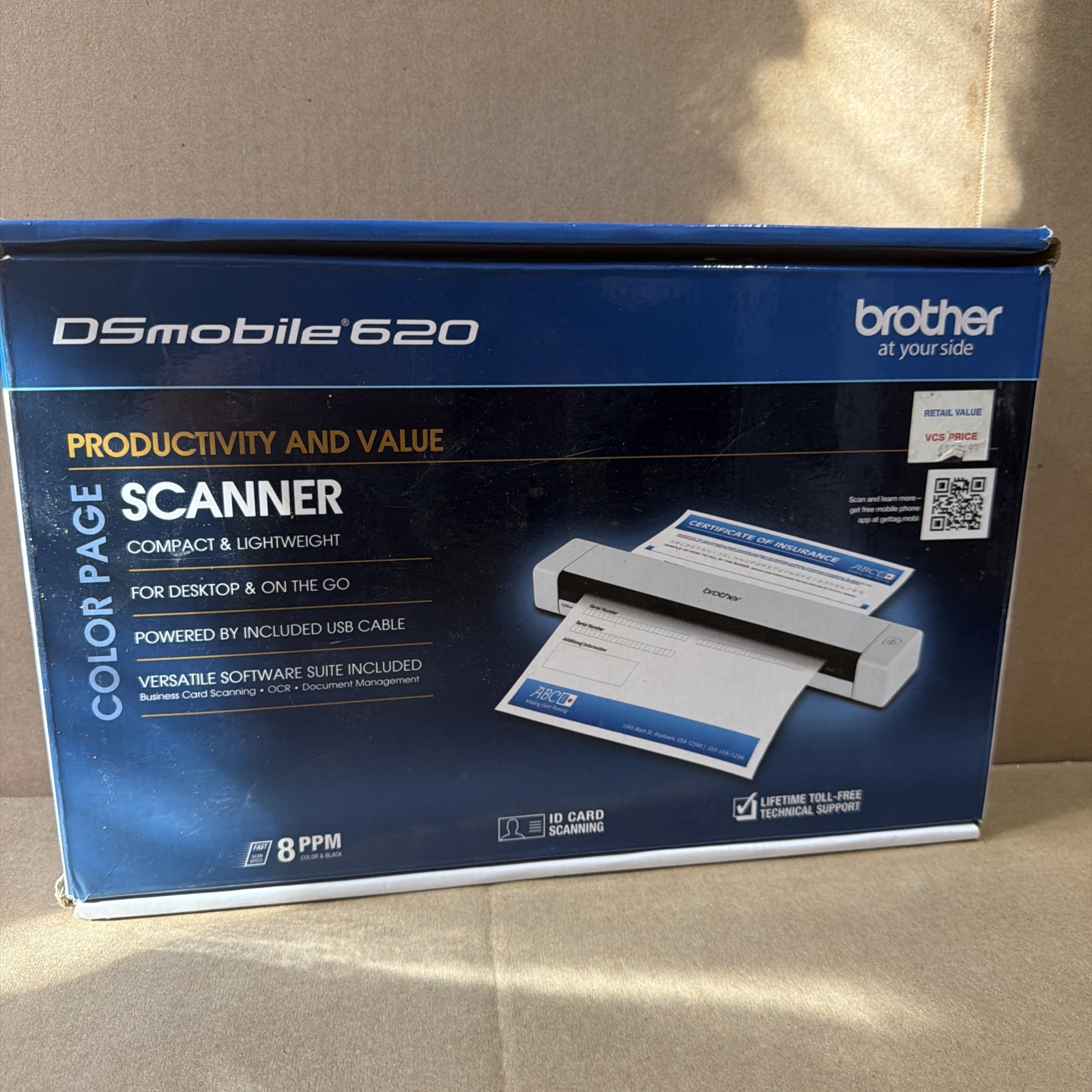 Brother DSmobile DS-620 B&W/Color Scanner Windows Mac USB Powered Scan