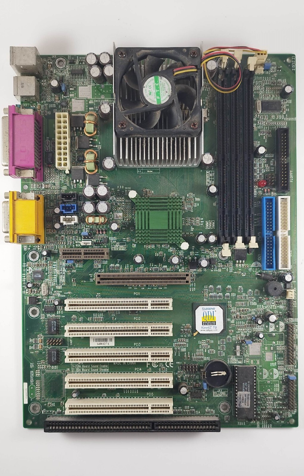 Motherboard QDI Kinetiz 7B - Fully Tested INCLUDING CPU Vintage AMD Socket