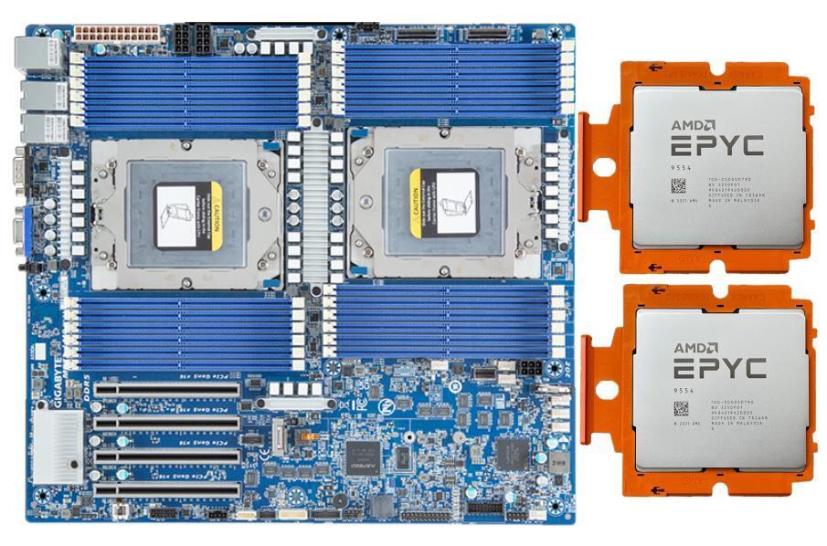 Gigabyte MZ73-LM0（rev. 2.0) Server Motherboard W/ AMD EPYC GENOA ZEN4 9554 CPU