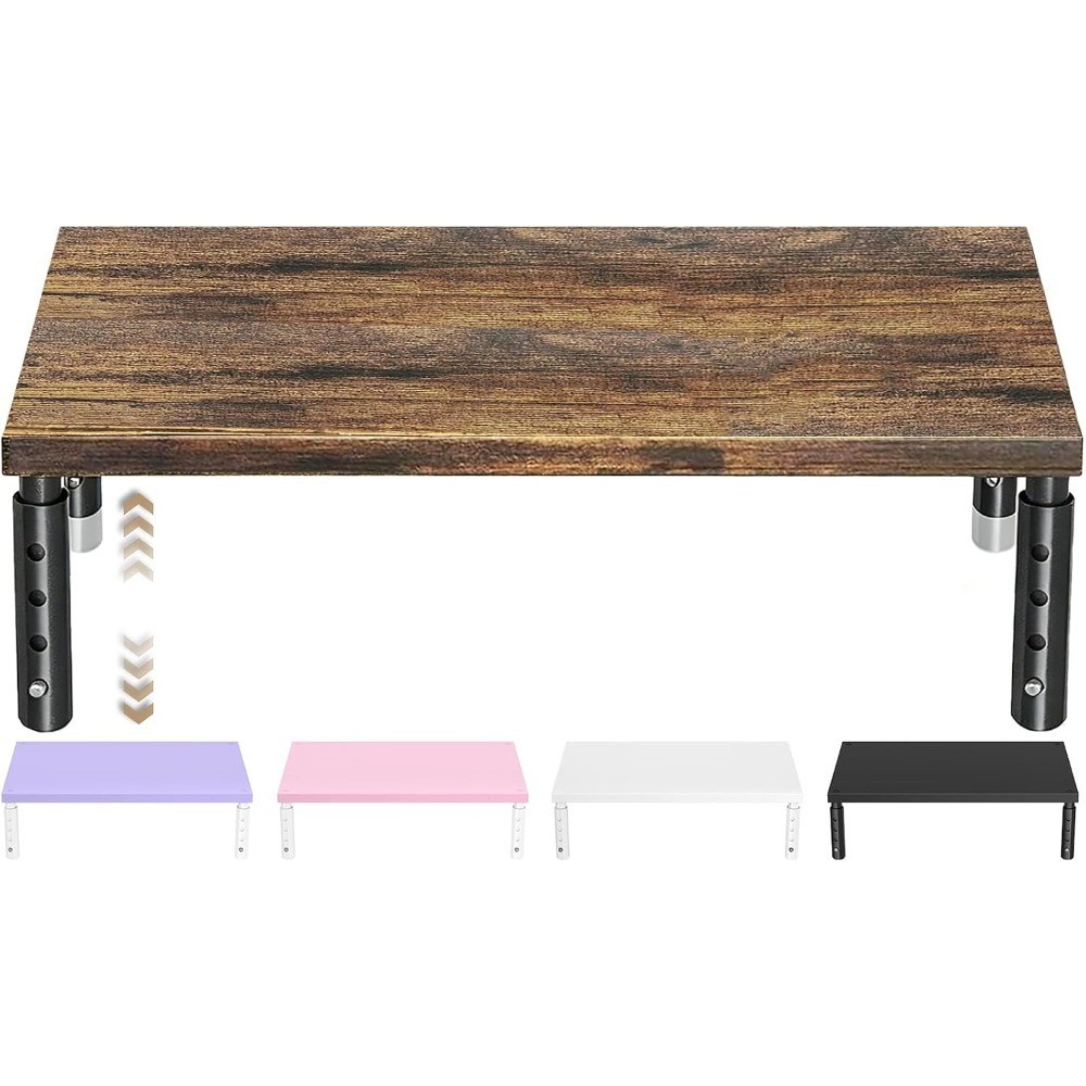 Adjustable Wood Computer Monitor Stand Riser, Office Desk Organizer and