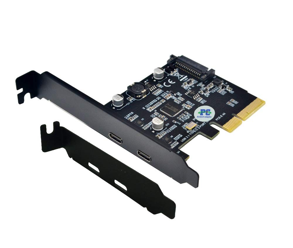 Sintech PCIE 4X to USB 3.1 Adapter,PCI Express Type C Gen 2 10 Gbps 2Port Exp...