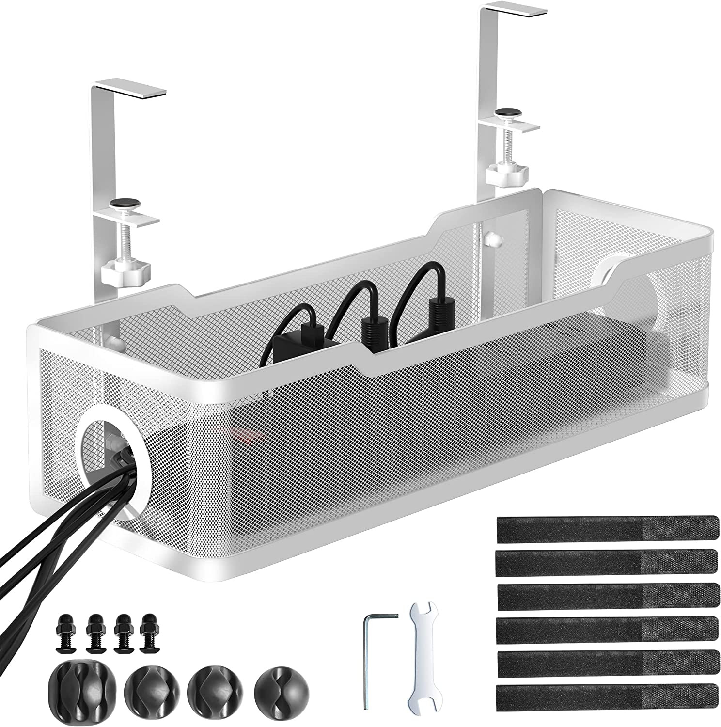Under Desk Cable Management Tray - No Drill Wire Organizer for Home & Office