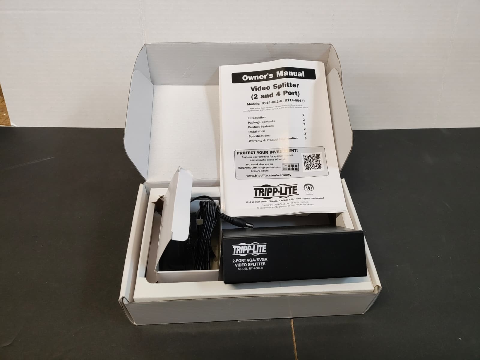 Tripp Lite 2-Port VGA/SVGA Video Splitter - Model B114-002-R  (9A/B3) A