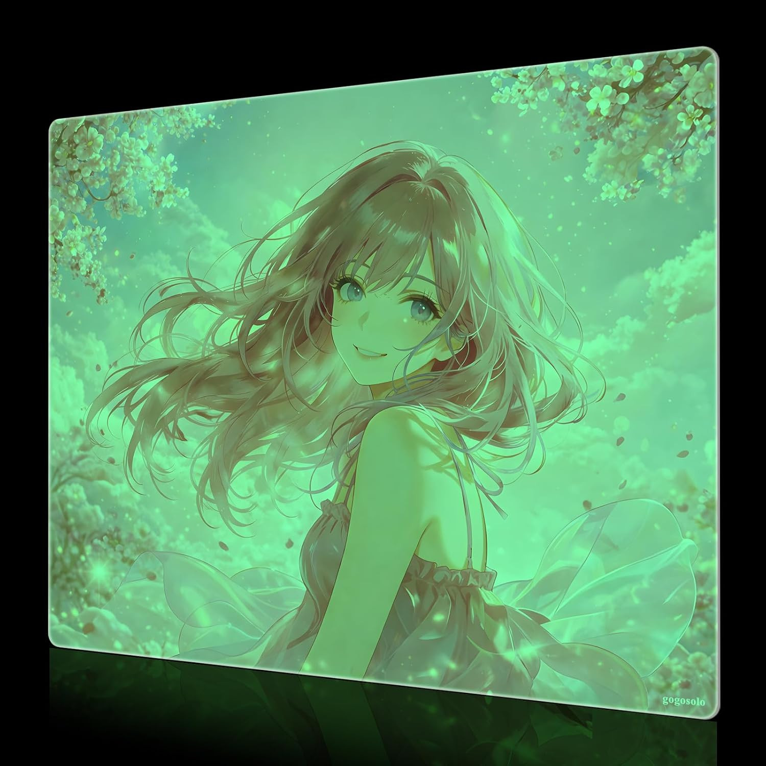 Glow Pattern Tempered Glass Mousepad, Gaming Glasspad 15.7X11.8 (15.7L