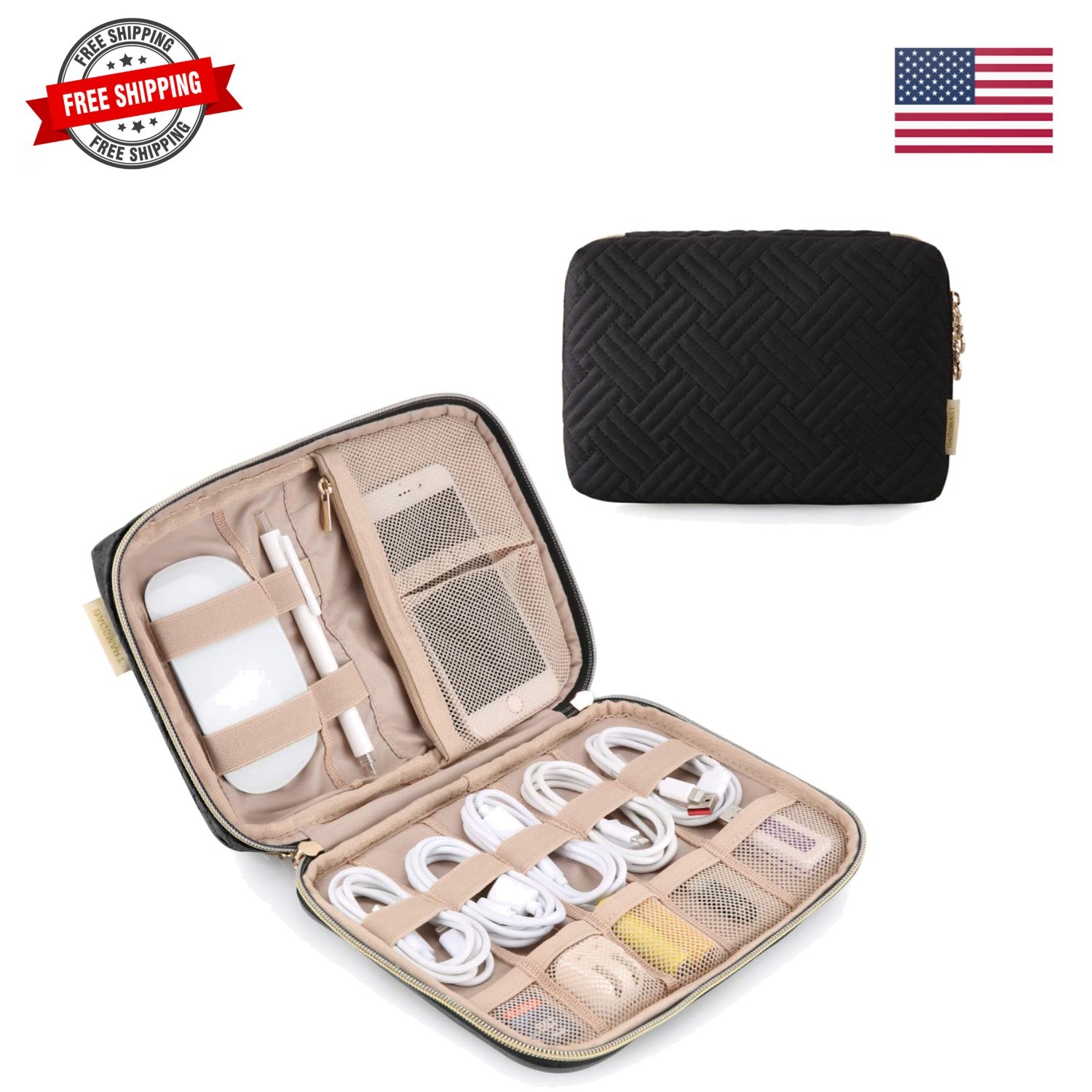 Electronics Organizer Case, Cord & Cable Organizer, Tech Travel Essentials, W...