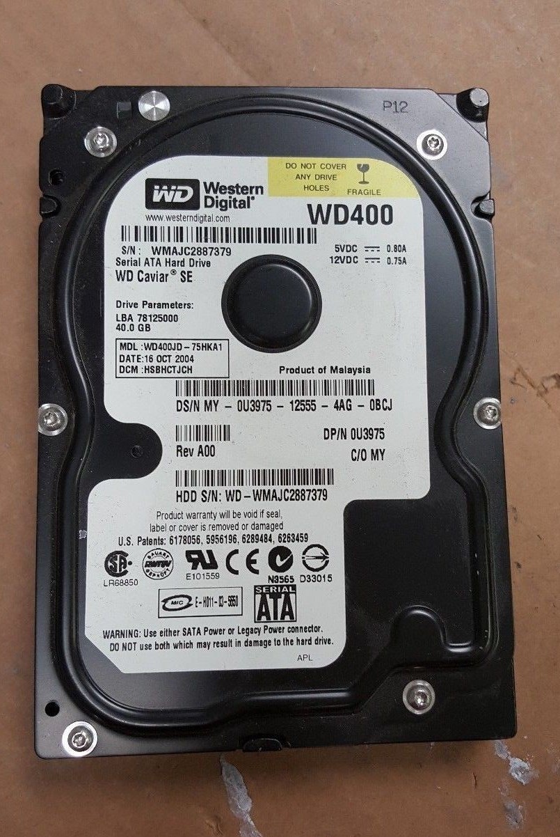 Western Digital U3975 WD400JD-75HKA1 HSBHCTJCH Serial ATA Hard Drive