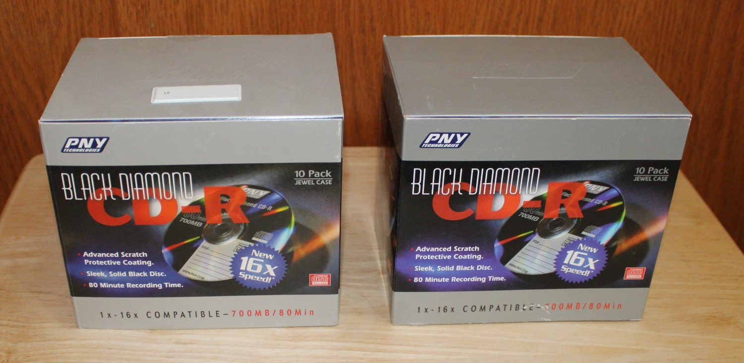 PNY 10 PACK CD-R Black Diamond 16x NEW SEALED BOX QTY 2