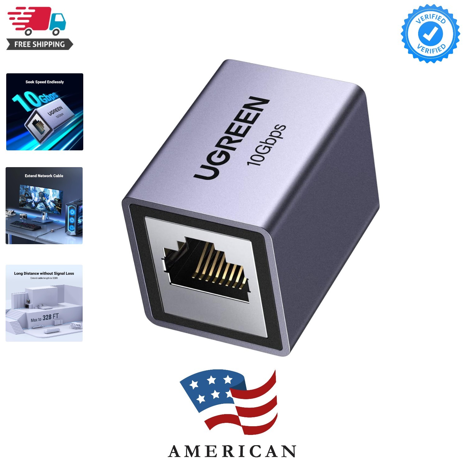 Ethernet Extender 10Gbps, Ethernet Coupler for Cat8 Cat7 Cat6 Cat5 Cable, 328...