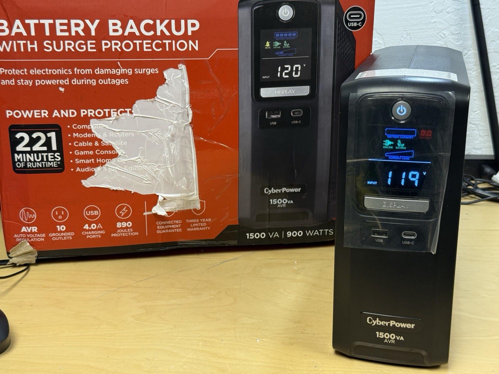 CyberPower (LX1500GU3) 1500VA / 900W Battery Backup - NO BATTERIES - TESTED