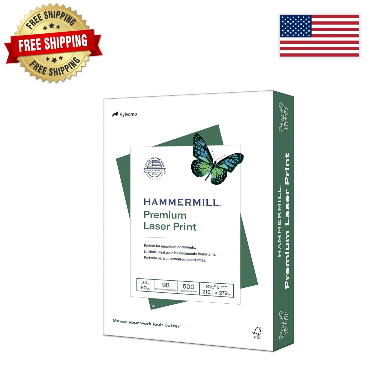 Bulk 24lb White Laser Printer Paper - 500 Sheets, Smooth Finish, Acid-Free