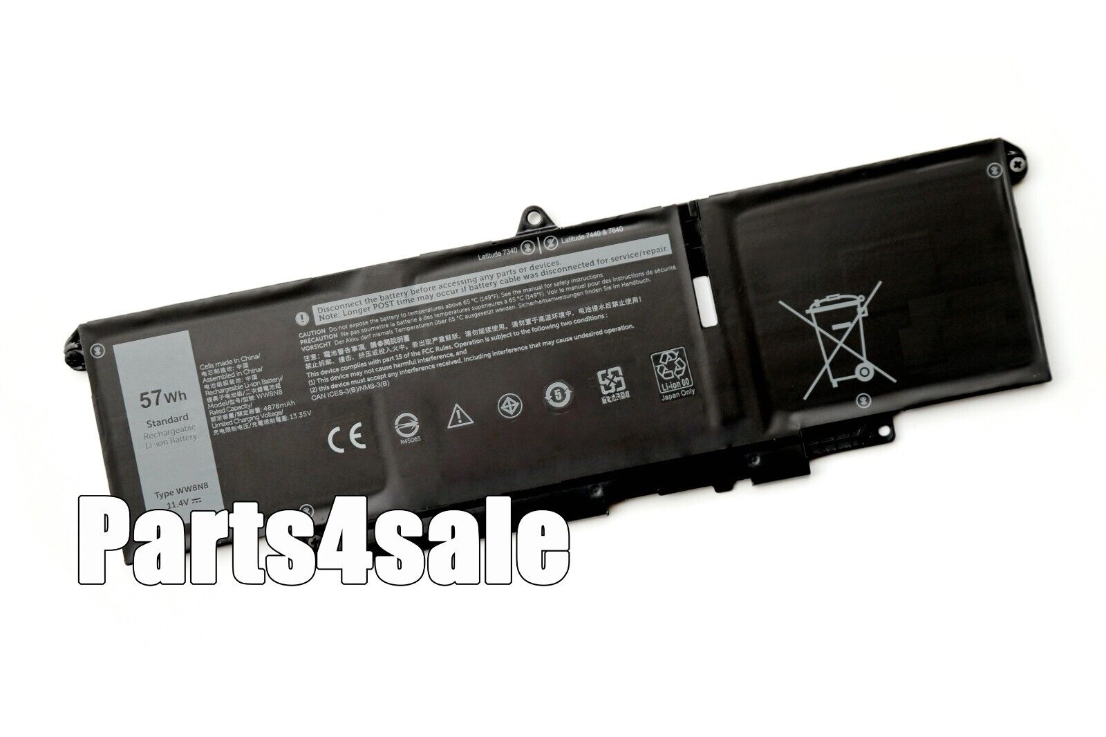 57Wh New WW8N8 3ICP6/65/78 Battery For Dell Latitude 7340 7440 7640 Series