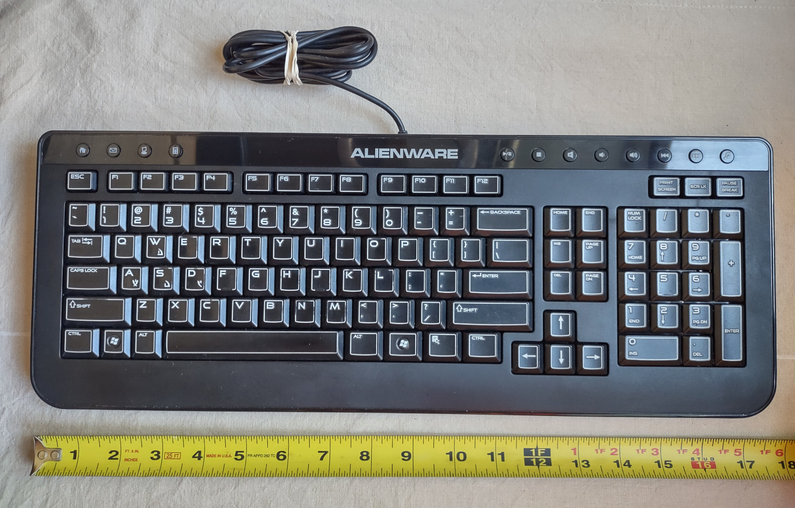 Alienware Multimedia Slim Gaming Keyboard USB USA QWERTY SK-8165 *READ*