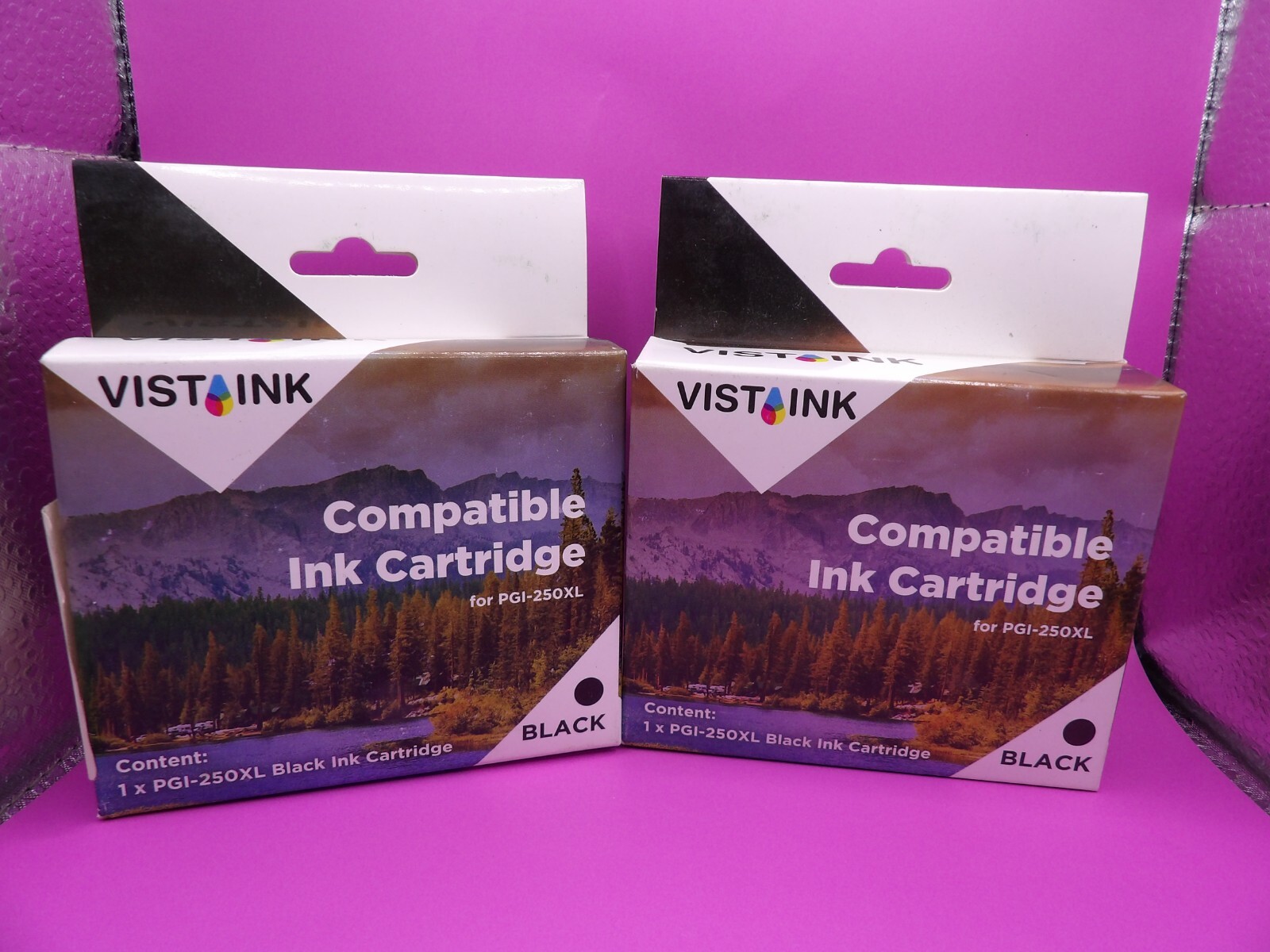 VISTAINK COMPATIBLE BLACK INK CARTRIDGES TOTAL OF 2 FOR PIG-250XL 250 XL CMYK