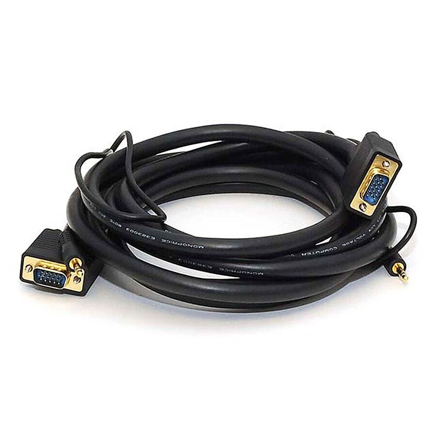 10 15 25 35 50 75FT VGA SVGA Monitor Cable Cord Gold Plated w/ 3.5mm Audio Jack