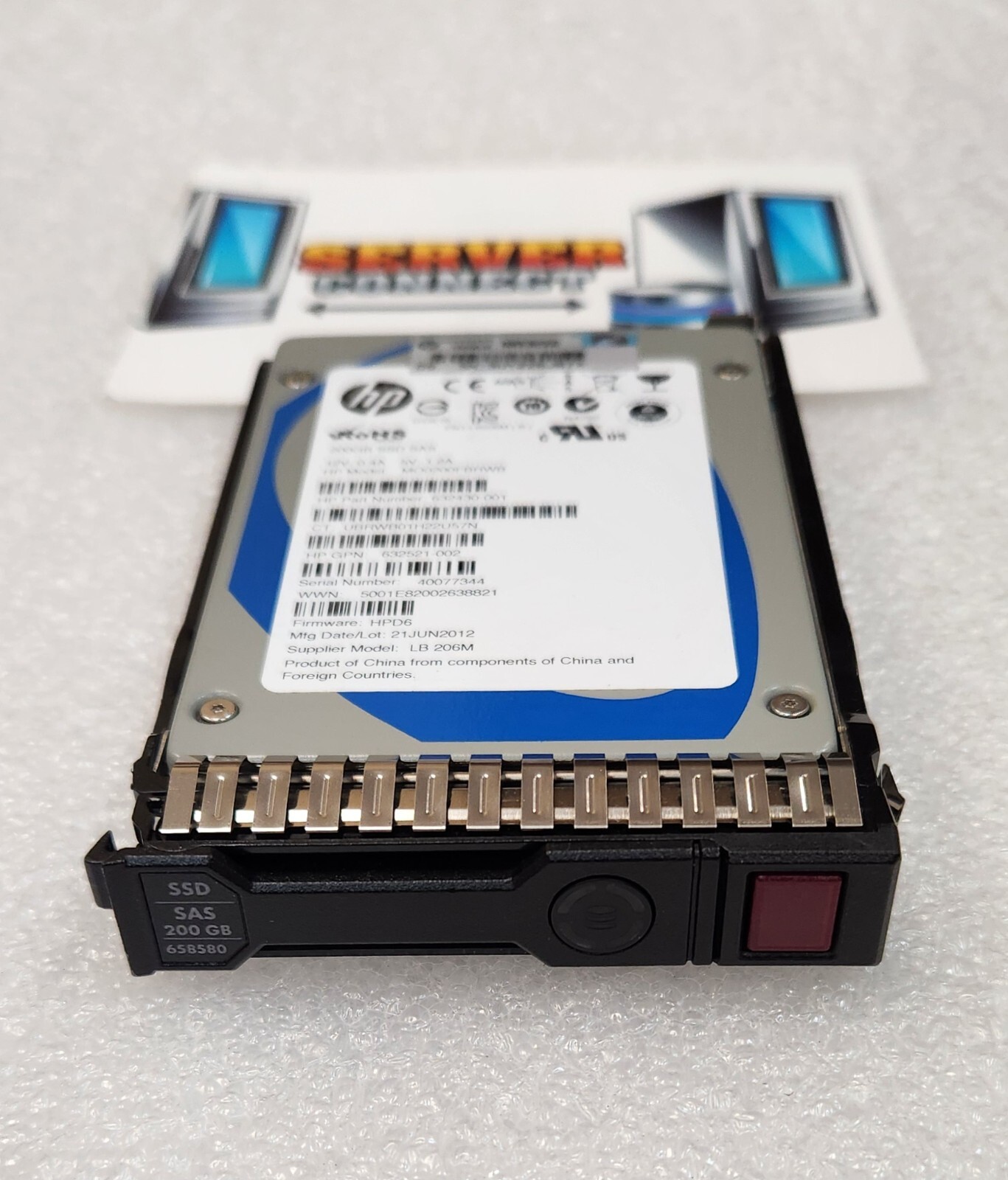 658478-B21 -- HP 200GB SAS 6G MLC 2.5" SC SSD HDD -- 658580-001