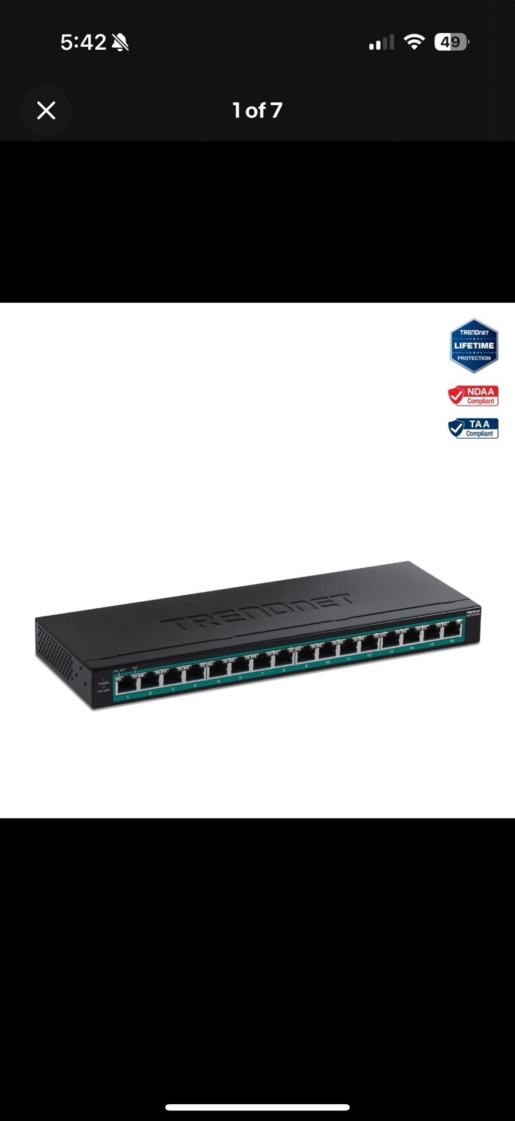 TRENDnet TPE-TG160H, 16-Port Gigabit PoE+ Switch