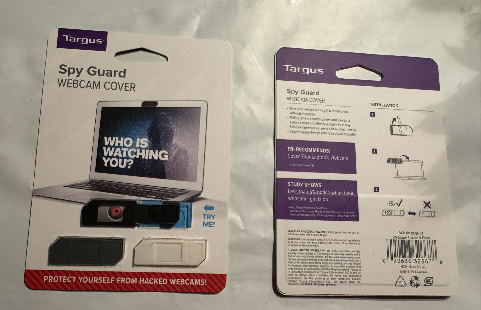 Targus Spy Guard Webcam Cover – 3 Pack -  New & Sealed AWH012US Anti-Hacker