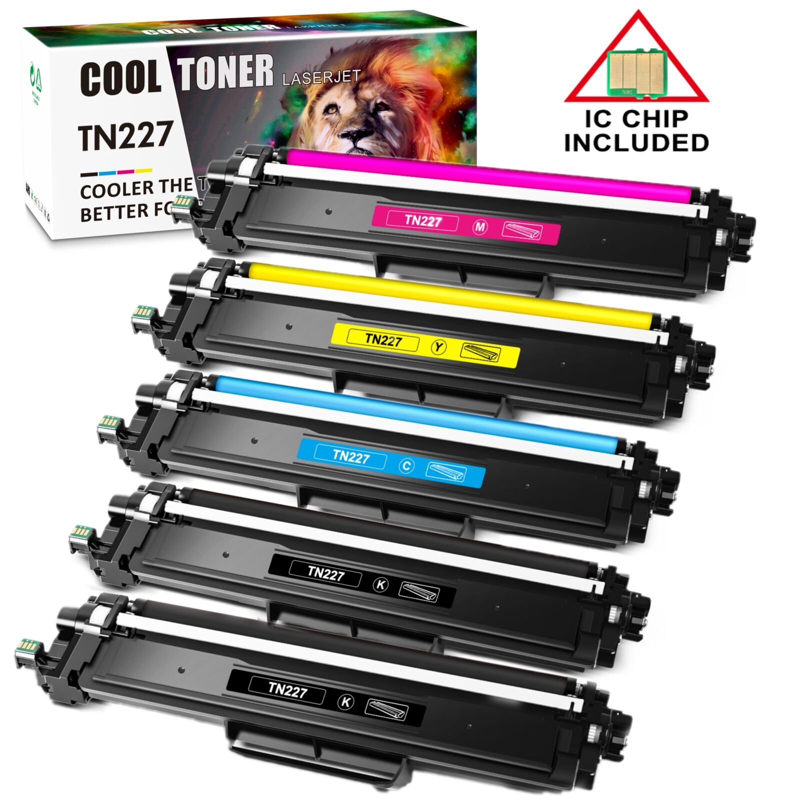 5Pc TN227 TN223 Toner Cartridge replacement for Brother MFC-L3770CDW HL-L3270CDW