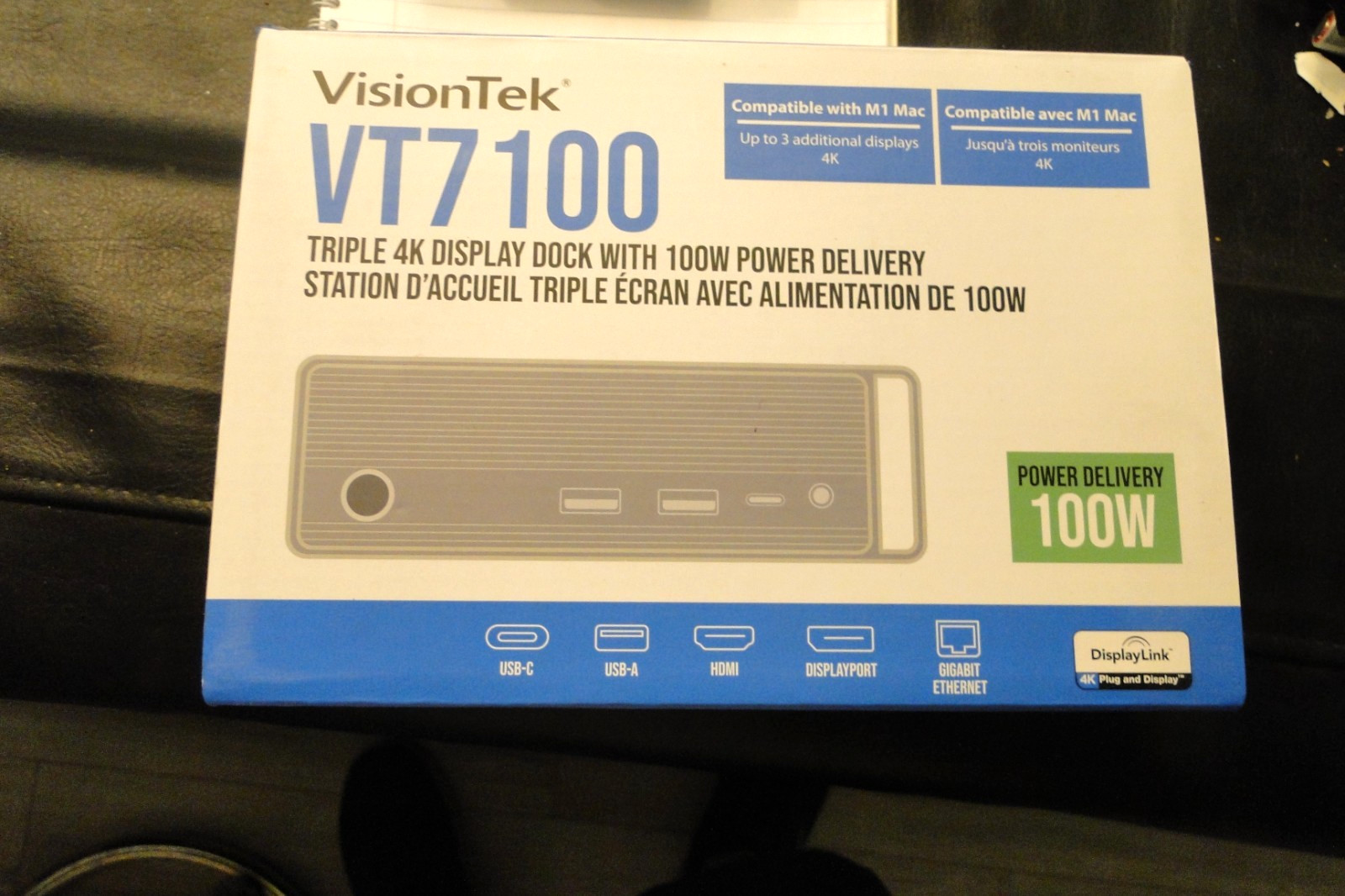 NIB VisionTek VT7100 Triple 4K Display Docking Station 100W Power -Gray (901499)