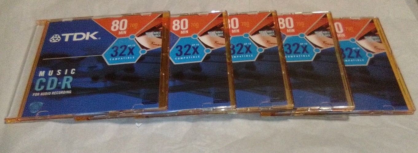 TDK 80-Minute CD-R Disc, Never Used 5 pack Unused Bundle  Orange Cases