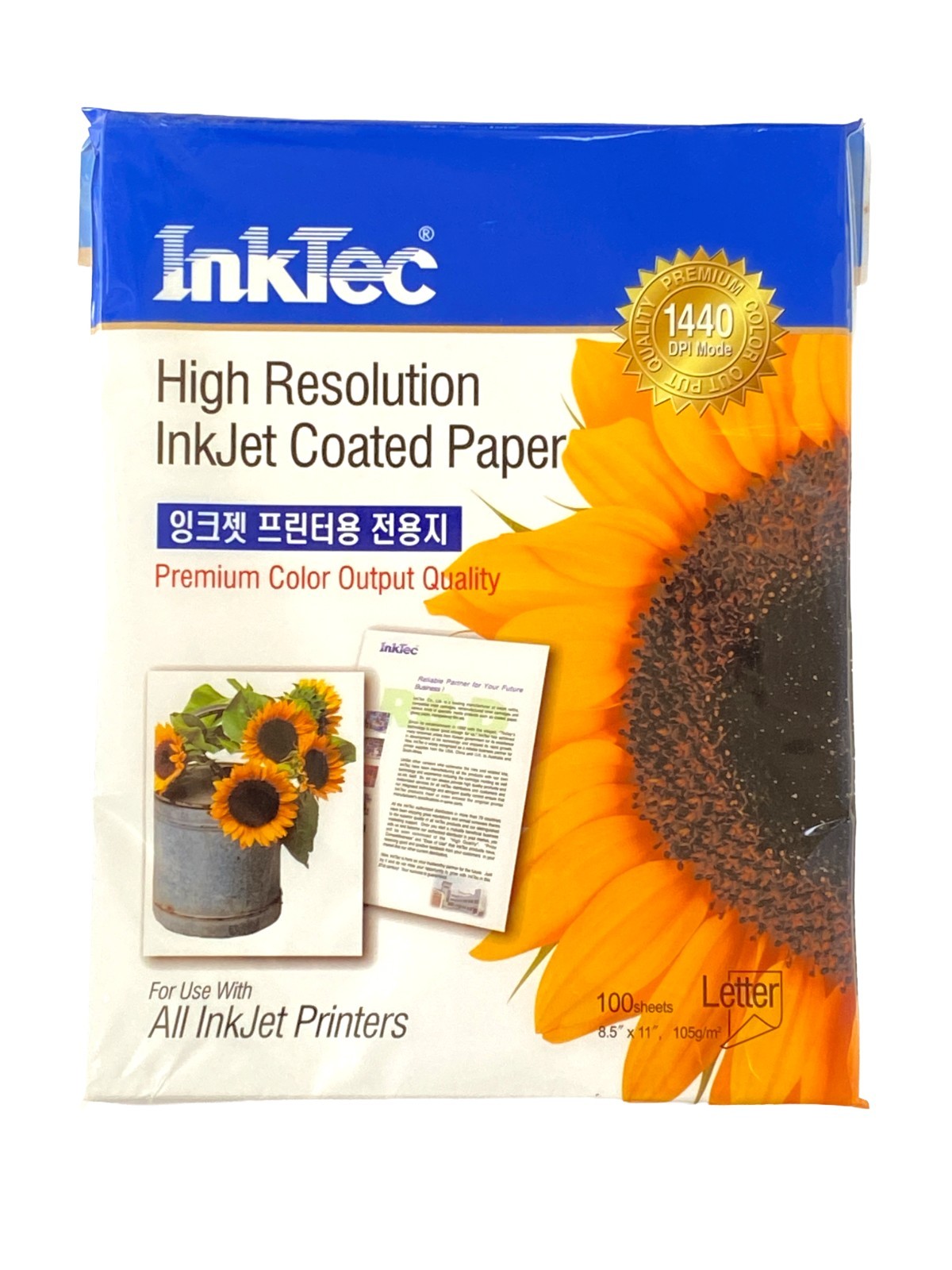 InkTec High Resolution InkJet Coated Paper Letter Size 105g/m² 100 Sheets