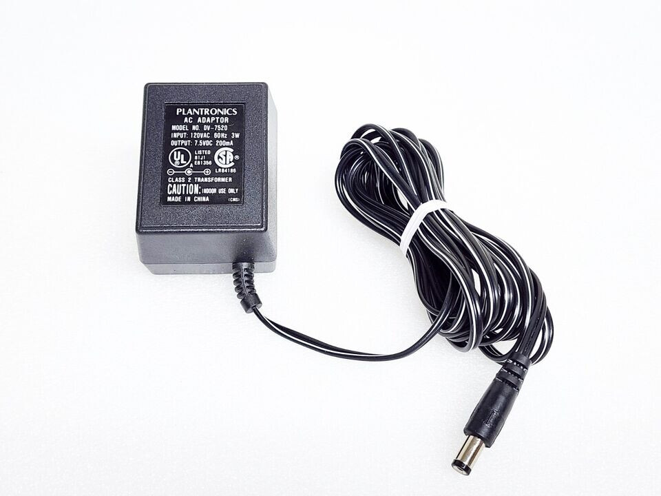 Genuine Plantronics DV-7520 Power Adapter Supply 7.5VDC 200mA 5.5mmx2mm Tip