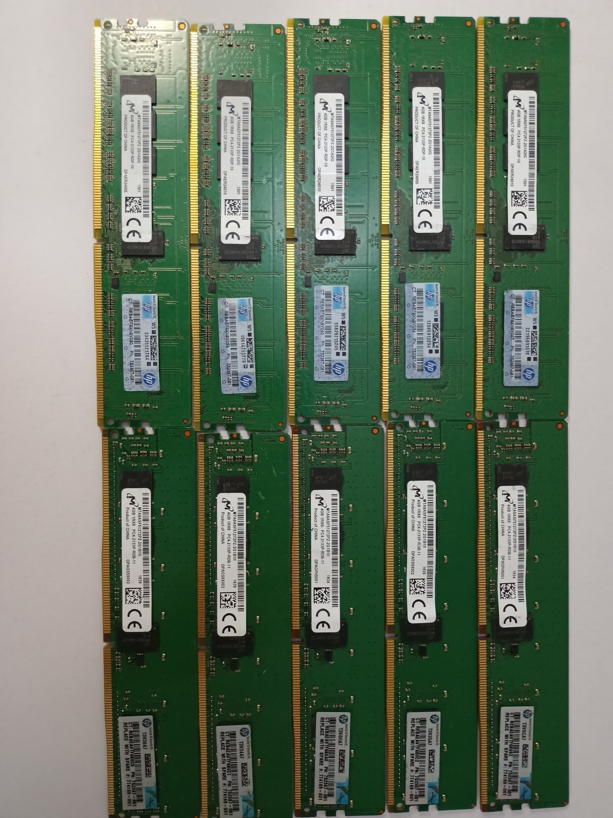 (LOT OF 10) MICRON 4GB 1RX8 PC4-2133P-RDB-10