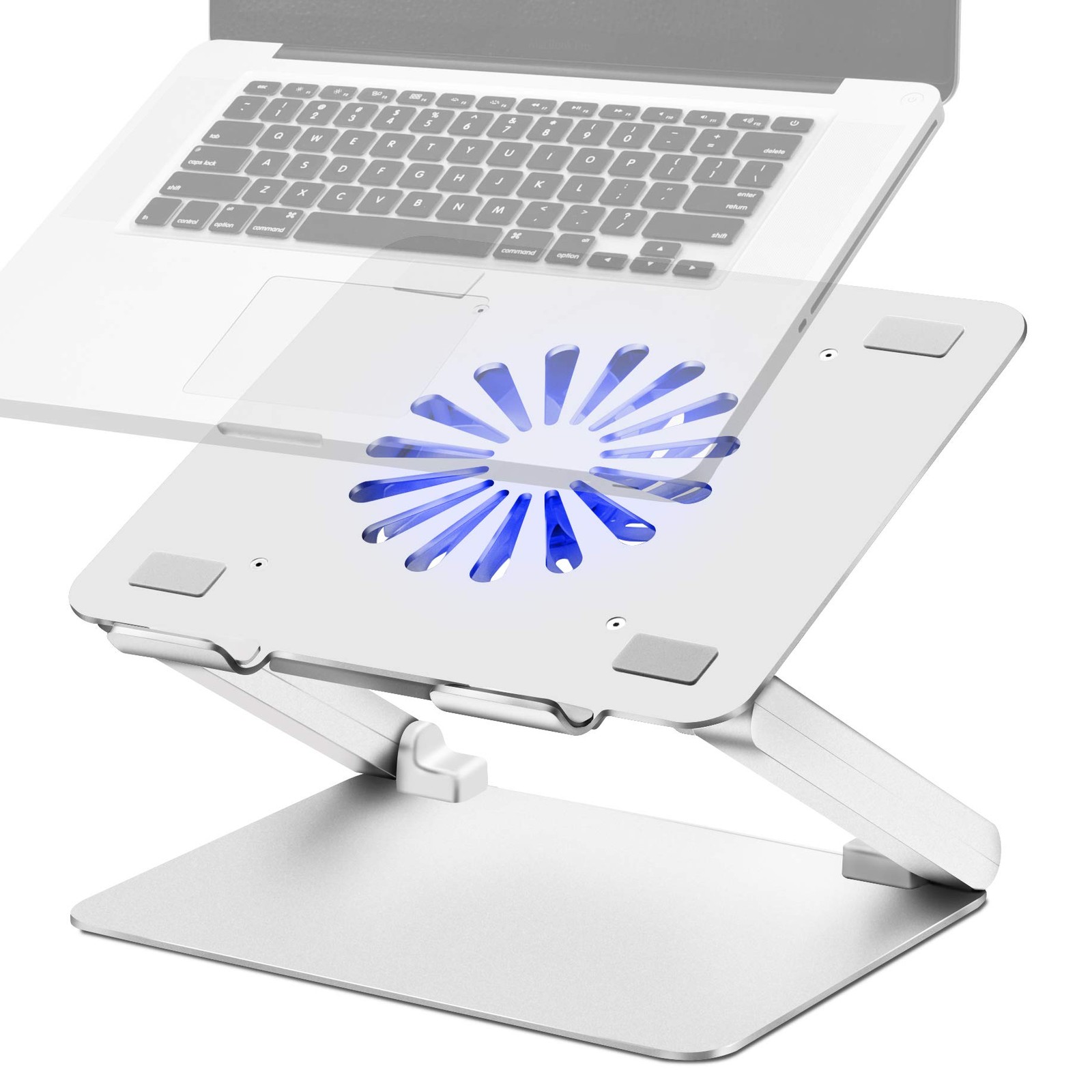 SOUNDANCE Laptop Cooling Pad with USB 3.0 Hub, Aluminum Adjustable_Sliver