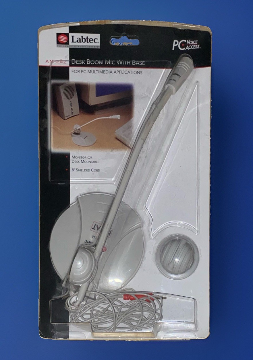 Labtec AM-242 Cable Consumer Microphone Desk Boom Mic With Base NCAT New