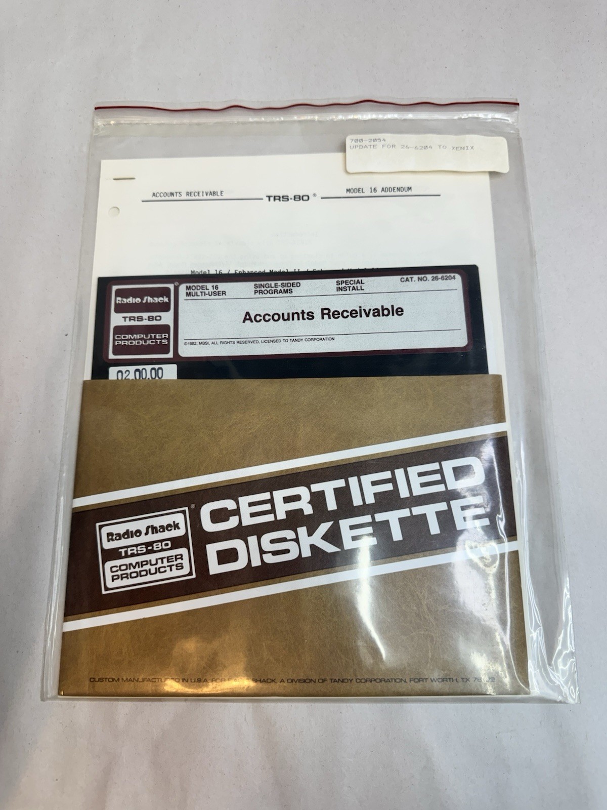 Radio Shack TRS-80 Accounts Receivable Program Diskette Model 16 #24