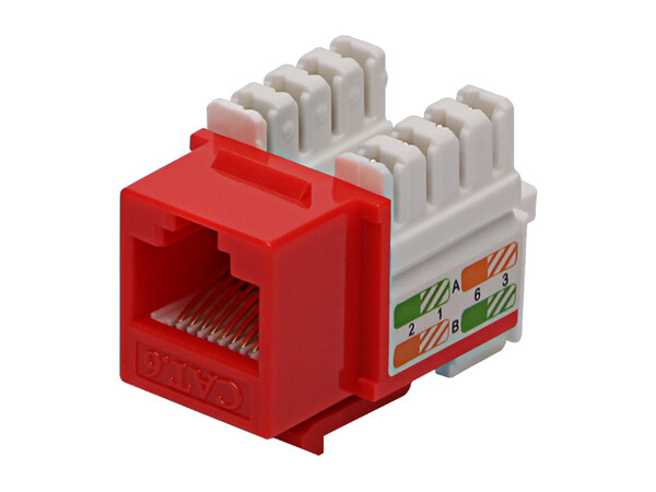 100 Lot CNAweb Cat6 RJ45 Punchdown Keystone Network Jack, 110 Style, Red