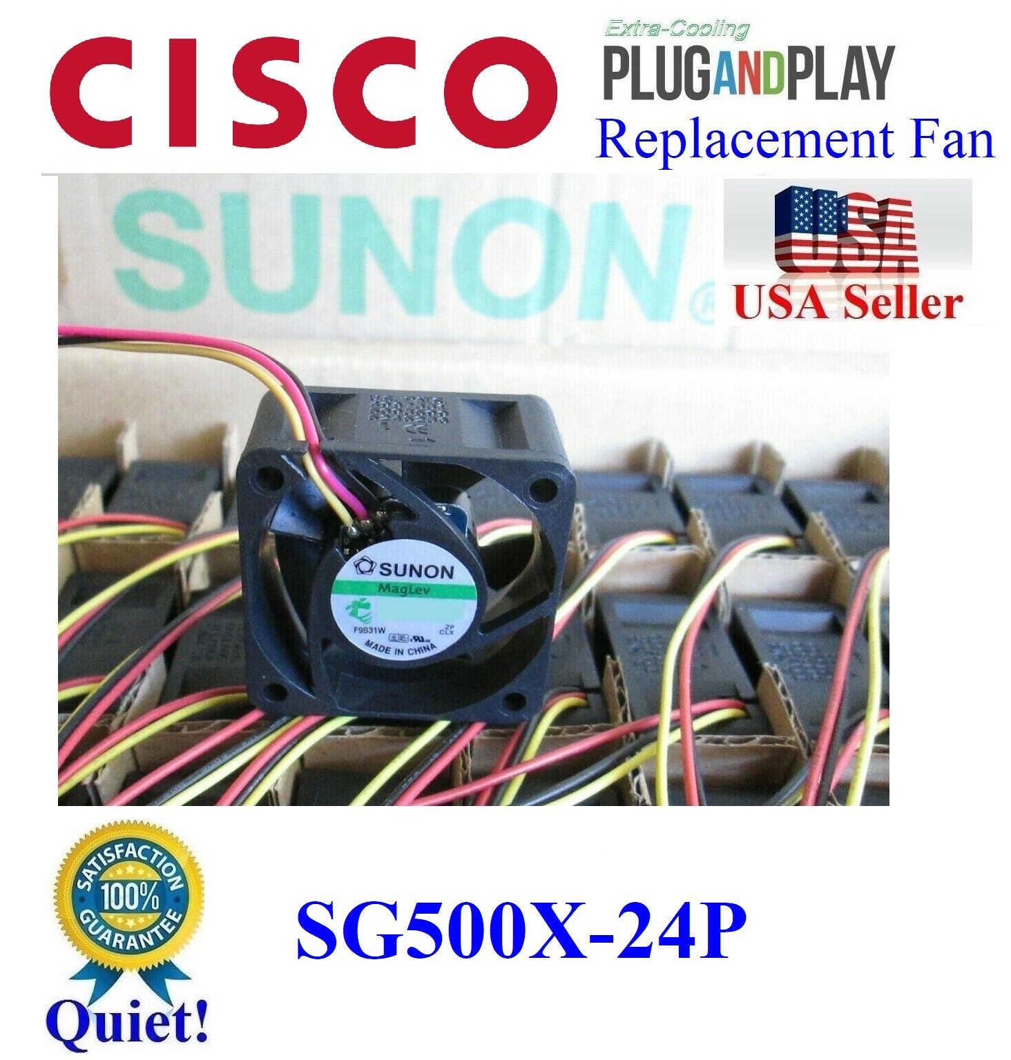 Cisco SG500X-24P Ultra-Quiet Replacement Fan (1x) new Sunon fans Low Noise